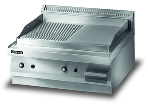 Płyta grillowa gazowa, ryflowana/gładka, 8 kW, 700x650x270 mm | LOZAMET, LGG625