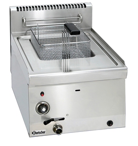 Frytownica gazowa jednokomorowa 8 l z kranem spustowym, nastawna, 6,7 kW, 400x600x290 mm | BARTSCHER, 600 Imbiss
