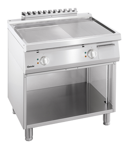 Płyta grillowa elektryczna z płytą stalową gładką/ryflowaną i otwartą podstawą, 800x700x850 mm | BARTSCHER, 700 Classic