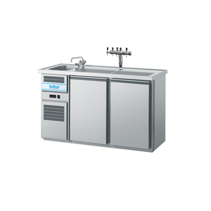 Barowy stół chłodniczy, 2-drzwiowy ze zlewem 1-komorowym po prawej stronie, 0,44 kW, 1550x700x980 mm | RILLING, AGT M721R 81-1/1