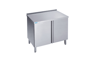 Stół roboczy przyścienny z rantem i drzwiami skrzydłowymi, 400x600x850(900) mm | RILLING, ASF 0604C 0000