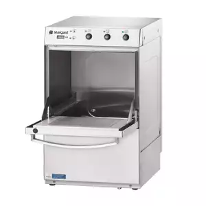 Zmywarko wyparzarka do szkła z dozownikiem płynu myjącego, kosz: 400x400 mm, 2,77 kW, 465x565x720 mm | STALGAST, Aqua