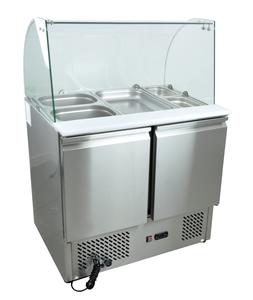 Stół chłodniczy 2-drzwiowy, na sałatki, z nadstawą szklaną, agregat z dołu, GN 1/1, 300 l, 0,25 kW, 900x700x1300 mm | REDFOX, STS902