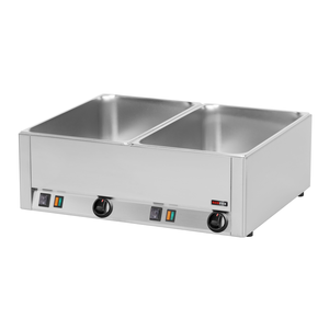 Bemar elektryczny 2-komorowy GN 1/1, z niezależnym ogrzewaniem, 3 kW, 660x540x220 mm, inox | REDFOX, BM-2115