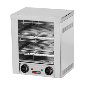 Toster/opiekacz 2-poziomowy, z niezależnym sterowaniem grzałek, rusz o wymiarach 240x220 mm, 2,4 kW, 375x274x403 mm | REDFOX, TO-940-GH