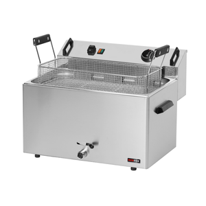 Frytownica elektryczna jednokomorowa 16 l z kranem spustowym, nastawna, 9 kW, 400 V, 540x450x370 mm | REDFOX, FE-30T