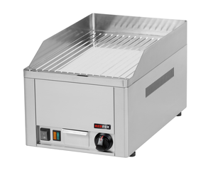 Płyta grillowa elektryczna, ze stali nierdzewnej, ryflowana, chromowana, nastawna, 3 kW, 330x540x220 mm, inox | REDFOX, FTRC-30E
