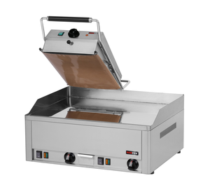 Grill do steków elektryczny ze stali chromowanej, 2 strefy grzewcze 1 płyta górna z lewej strony, nastawny, 9 kW, 660x680x400 mm, inox | REDFOX, KD-63ED