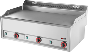 Płyta grillowa elektryczna, ze stali nierdzewnej, gładka, nastawna, 9 kW, 990x600x290 mm, inox | REDFOX, Linia 600, FTH90EL