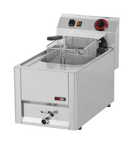 Frytownica elektryczna jednokomorowa, 8 l z kranem spustowym, nastawna, 3 kW, 230 V, 330x600x290 mm | REDFOX, Linia 600, FE30EL