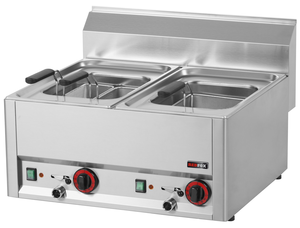 Urządzenie do gotowania makaronu i pierogów elektryczne, nastawne, dwukomorowe, 6 kW, 660x600x290 mm. 400 V, inox | REDFOX, Linia 600, VT60EL