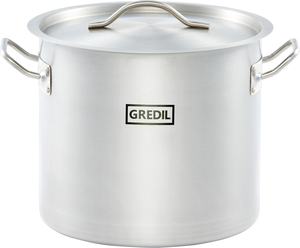 Garnek wysoki ze stali nierdzewnej z pokrywką o średnicy 280 mm, 15,4 l | GREDIL, Standard Line