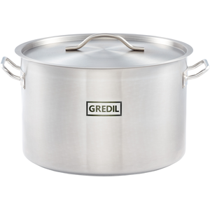 Garnek średni ze stali nierdzewnej z pokrywką o średnicy 320 mm, 16,1 l | GREDIL, Standard Line