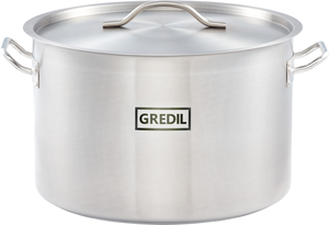 Garnek średni ze stali nierdzewnej z pokrywką o średnicy 400 mm, 32,6 l | GREDIL, Standard Line