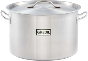 Garnek średni ze stali nierdzewnej z pokrywką o średnicy 360 mm, 22,4 l | GREDIL, Standard Line