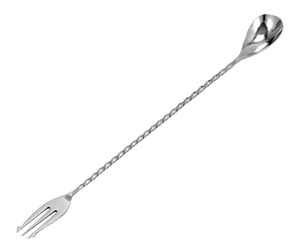 Łyżka barmańska z widelcem 500 mm, inox | BAREQ, BPR-50S