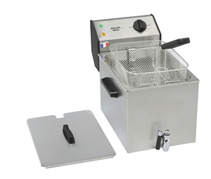 Frytownica elektryczna jednokomorowa 8 l z kranem spustowym, nastawna, 3,6 kW, 230 V, 265x450x360 mm | ROLLER GRILL, 777325