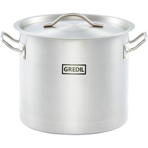 Garnek wysoki ze stali nierdzewnej z pokrywką o średnicy 240 mm, 9 l | GREDIL, Standard Line