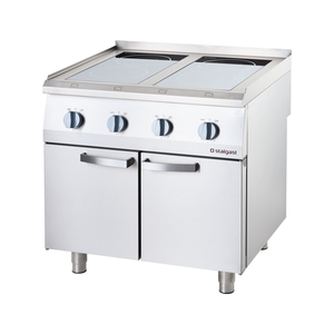 Kuchnia indukcyjna z 4 polami grzewczymi, wolnostojąca na podstawie zamkniętej z drzwiami, 14,6 kW, 800x700x850 mm | STALGAST, Linia 700