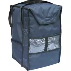 Torba do pizzy na 14 pudełek 350x350 mm, z kodury, czarna z czerwoną lamówką | FURMIS, T14S