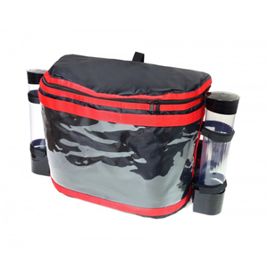 Plecak cateringowy 2x9 l, z nylonu, czarny z czerwoną lamówką | FURMIS, 2X9L