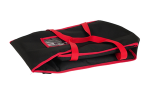 Torba do pizzy na 4 pudełka 350x350 mm, z kodury, czarna z czerwoną lamówką | FURMIS, Eco S