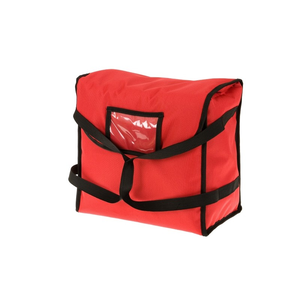 Torba do pizzy na 4 pudełka 400x400 mm, z kodury, czerwona z czarną lamówką | FURMIS, Eco M