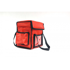 Torba na 4 pudełka 200x250 mm, z nylonu, czerwona z czarną lamówką | FURMIS, Lunchbox-4