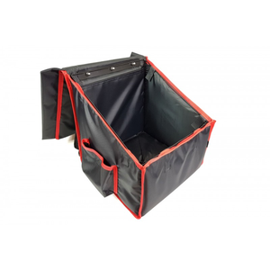 Plecak do pizzy na 4 pudełka 400x400 mm, z nylonu, czarny z czerwoną lamówką | FURMIS, Plecak M