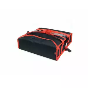 Torba do pizzy na 2 pudełka 450x450 mm, z kodury, czarna z czerwoną lamówką | FURMIS, T2L