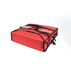 Torba do pizzy na 2 pudełka 450x450 mm, z kodury, czerwona z czarną lamówką | FURMIS, T2L