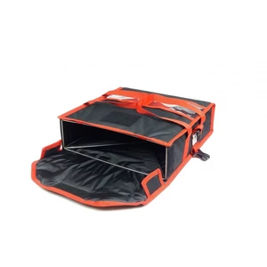 Torba do pizzy na 2 pudełka 400x400 mm, z kodury, czarna z czerwoną lamówką | FURMIS, T2M