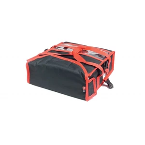 Torba do pizzy na 2 pudełka 350x350 mm, z kodury, czarna z czerwoną lamówką | FURMIS, T2S