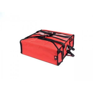 Torba do pizzy na 2 pudełka 350x350 mm, z kodury, czerwona z czarną lamówką | FURMIS, T2S