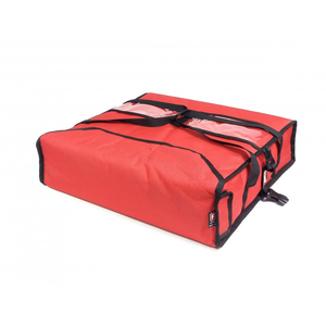 Torba do pizzy na 2 pudełka 500x500 mm, z kodury, czerwona z czarną lamówką | FURMIS, T2XL
