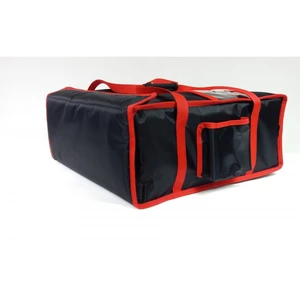 Torba do pizzy na 4 pudełka 500x500 mm, z nylonu, czarna z czerwoną lamówką | FURMIS, T4XL