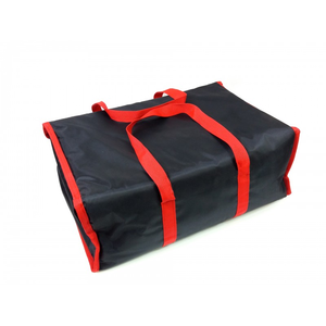 Torba na hamburgery na 12 pudełek 150x150x80 mm, z kodury, czarna z czerwoną lamówką | FURMIS, TNH