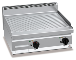 Płyta grillowa, gazowa, ze stali nierdzewnej, ryflowana, nastawna, 13,8 kW, 800x700x290 mm | BERTO'S, Macros 700, Multipan, G7FR8B-2