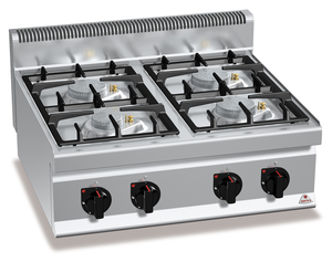 Kuchnia gazowa 4-palnikowa, nastawna, 21,5 kW, 800x700x290 mm | BERTO'S, Macros 700, Eco Power, G7F4BPW