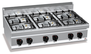 Kuchnia gazowa 6-palnikowa, nastawna, 33,5 kW, 1200x700x290 mm | BERTO'S, Macros 700, Eco Power, G7F6BPW