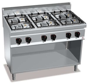 Kuchnia gazowa 6-palnikowa, wolnostojąca, 33,5 kW, 1200x700x900 mm | BERTO'S, Macros 700, Eco Power, G7F6MPW