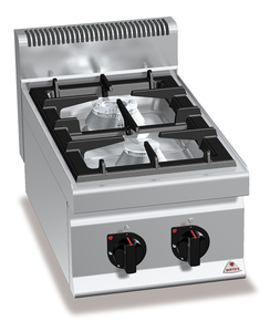 Kuchnia gazowa 2-palnikowa, nastawna, 14 kW, 400x700x290 mm | BERTO'S, Macros 700, Max-Power, G7F2BP