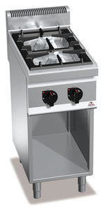 Kuchnia gazowa 2-palnikowa, wolnostojąca, 10,5 kW, 400x700x900 mm | BERTO'S, Macros 700, High Power, G7F2M