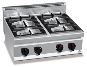 Kuchnia gazowa 4-palnikowa, nastawna, 28 kW, 800x700x290 mm | BERTO'S, Macros 700, Max-Power, G7F4BP