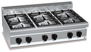 Kuchnia gazowa 6-palnikowa, nastawna, 42 kW, 1200x700x290 mm | BERTO'S, Macros 700, Max-Power, G7F6BP