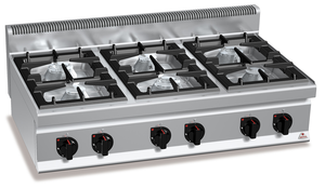Kuchnia gazowa 6-palnikowa, nastawna, 42 kW, 1200x700x290 mm | BERTO'S, Macros 700, Max-Power, G7F6BP