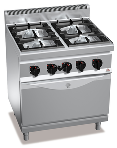Kuchnia gazowa 4-palnikowa z piekarnikiem gazowym GN 2/1, 28,8 kW, 800x700x900 mm | BERTO'S, Macros 700, High Power, G7F4+FG
