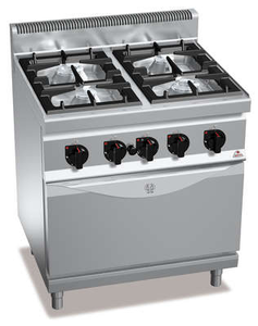 Kuchnia gazowa 4-palnikowa z piekarnikiem gazowym GN 2/1, 35,8 kW, 800x700x900 mm | BERTO'S, Macros 700, Max-Power, G7F4P+FG