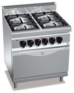 Kuchnia gazowa 4-palnikowa z piekarnikiem elektrycznym statycznym GN 2/1, 28,5 kW, 800x700x900 mm | BERTO'S, Macros 700, High Power, G7F4+FE