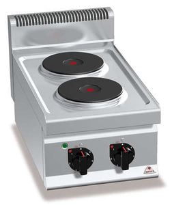 Kuchnia elektryczna 2-płytowa, płyty okrągłe, nastawna, 5,2 kW, 400x700x290 mm | BERTO'S, Macros 700, High Power, E7P2B